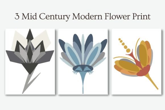 Download 3 Mid Century Modern Flowers Drawing - Flowers Collection