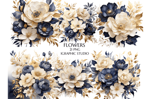 Download Blue and Gold Flowers PNG, - Flowers Collection