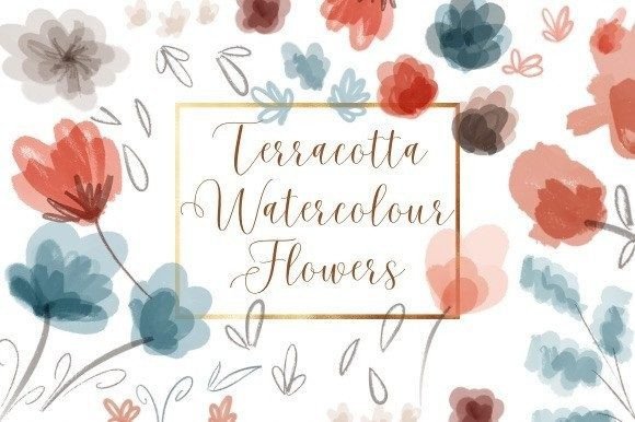Download Terracotta Watercolour Flowers - Flowers Collection