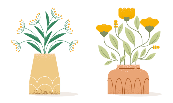 Download Flat Abstract Trendy Flowers in Vase - Flowers Collection