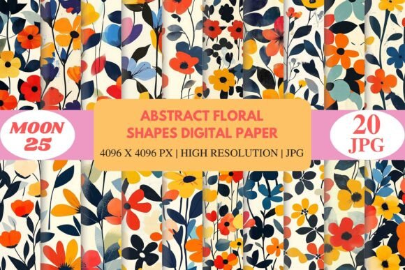 Download Abstract Floral Shapes Digital Paper - Abstract floral shapes Collection