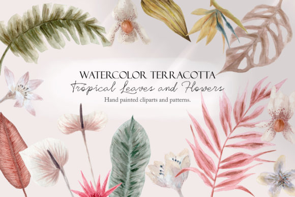 Download Terracotta Tropical Flowers and Leaves - Flowers Collection