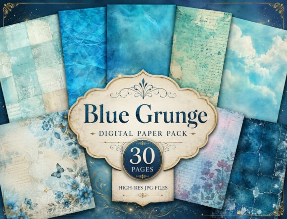 Download Dark Blue Watercolor Digital Paper Pack - Watercolor digital paper Collection