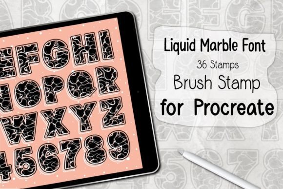 Download Liquid Marble Font ‪Procreate Stamp‬ - Liquid Collection