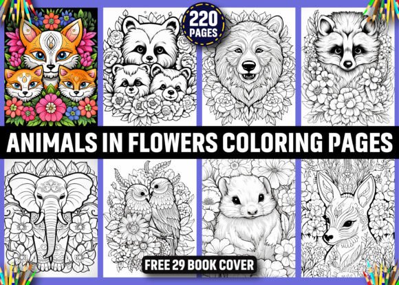 Download 220 Animals in Flowers Coloring Pages - Flowers Collection