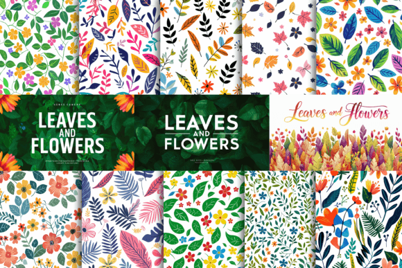Download Simple Leaves and Flowers Pattern - Flowers Collection