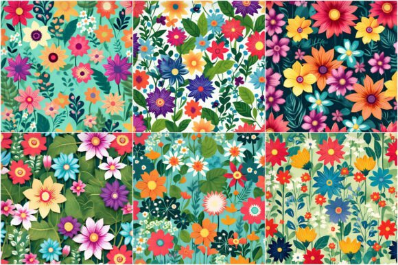 Download Funky Flowers Garden Digital Papers - Flowers Collection