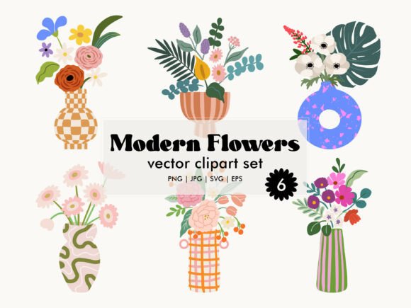 Download Modern Flowers Vector Clipart Set - Flowers Collection