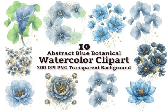 Download Abstract Blue Botanical Clipart Bundle - Botanical Collection
