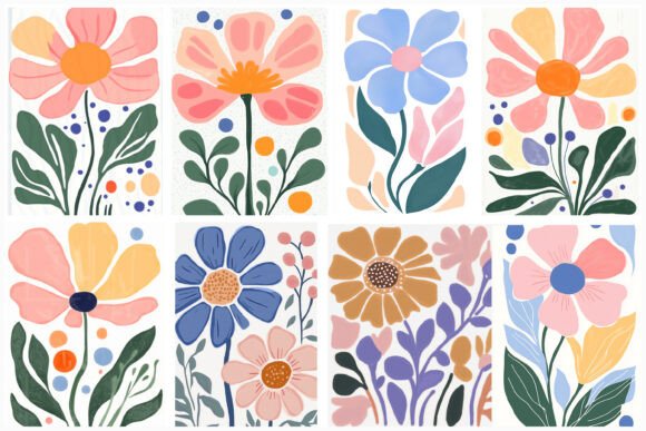 Download Abstract Boho Flowers Matisse PNG Bundle - Flowers Collection