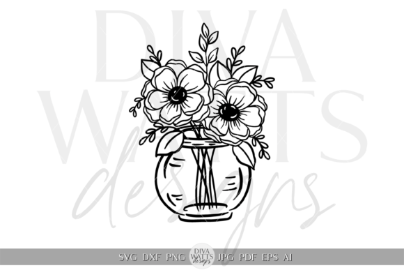 Download Flowers in Vase Silhouette Design SVG - Flowers Collection