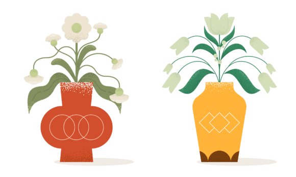 Download Flat Abstract Trendy Flowers in Vase - Flowers Collection
